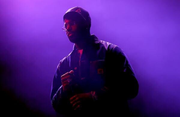 Atlanta rapper Hoodrich Pablo Juan prepares for his first performance since his recent release from prison at Center Stage on Saturday, Nov. 29, 2025. (Akili-Casundria Ramsess, EyeAkili Media for The Atlanta Journal-Constitution)