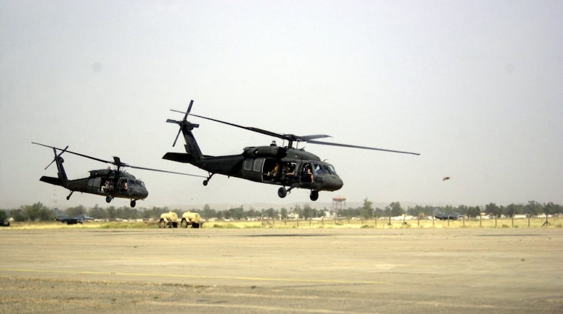 MIlitary helicopters.