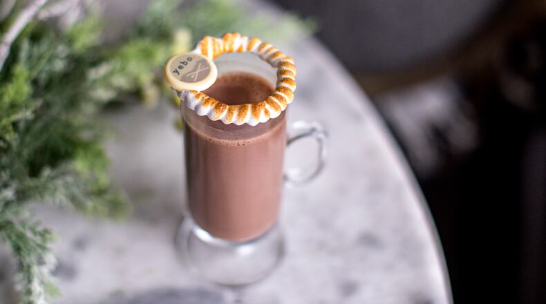 Alpine Dreams at Yebo Ski Haus pairs hot chocolate with green chartreuse. Photo: Heidi Geldhauser