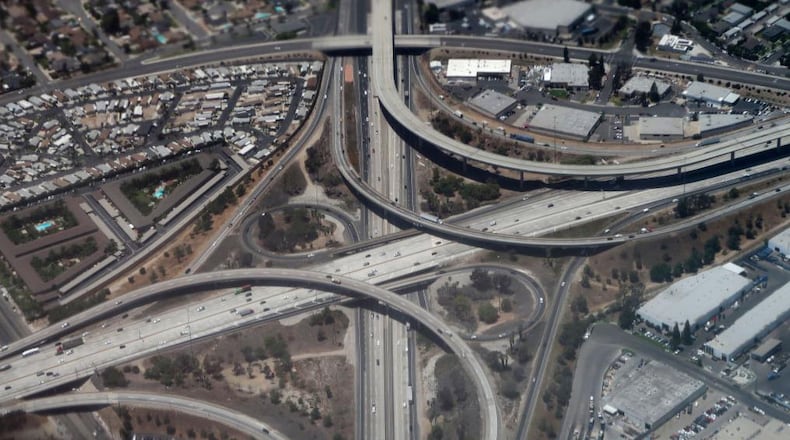 Police chased a couple driving on a California interstate and a residential neighborhood Friday.