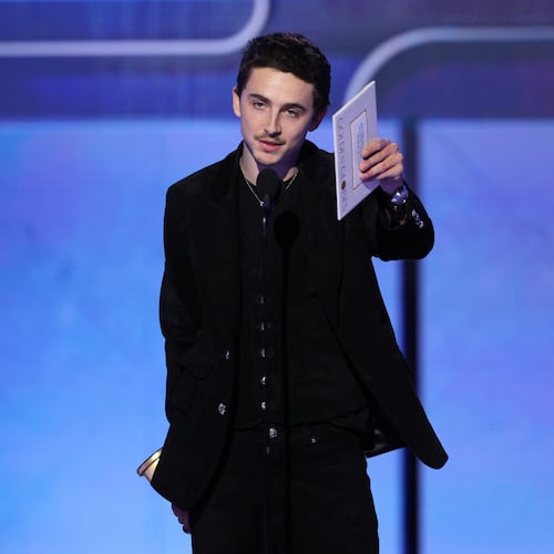 This image released by CBS Broadcasting shows Timothée Chalamet accepting the award for best actor in a motion picture - musical or comedy for "Marty Supreme" during the 83rd Golden Globes on Sunday, Jan. 11, 2026, at the Beverly Hilton in Beverly Hills, Calif. (Kevork Djansezian/CBS Broadcasting via AP)