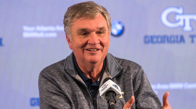 During his Thursday press conference, Paul Johnson looks quite at ease with his decision to leave Georgia Tech after 11 seasons.