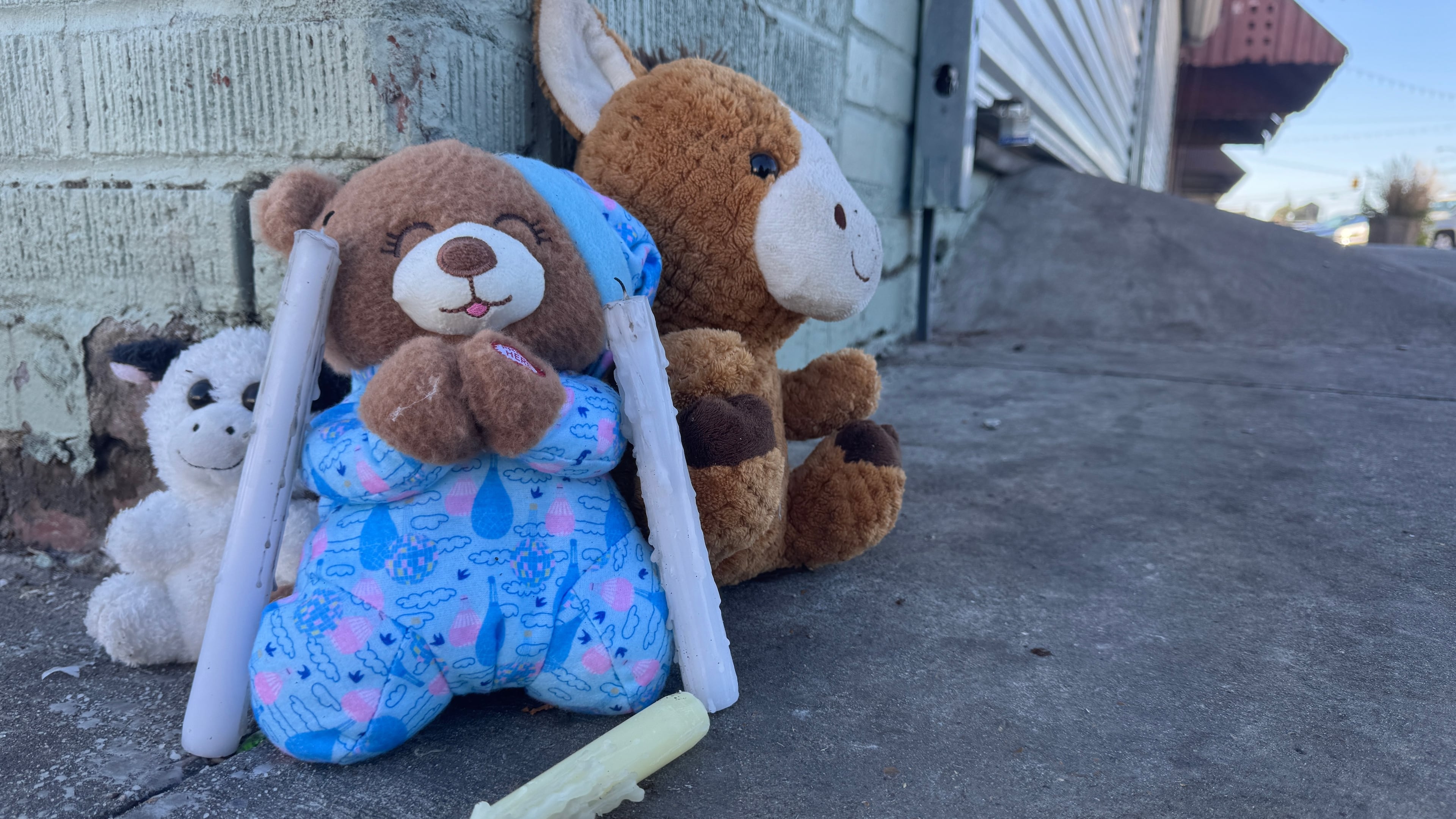 A small memorial sat near the site of the Leland, Miss., mass shooting on Thursday, Oct. 16, 2025. (AP Photo/Sophie Bates)