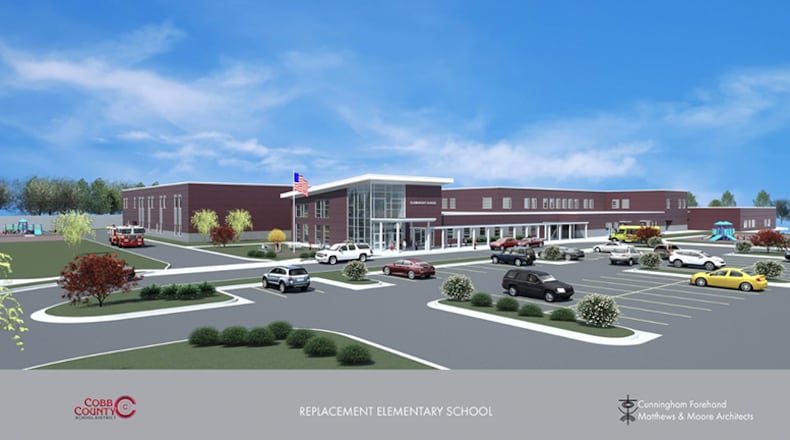 For $26,827,000 from Ed-SPLOST V funds, this replacement elementary school for Clay Elementary School and Harmony Leland Elementary School will be built in Mableton by Nix-Fowler Constructors, Inc. of Mableton. (Courtesy of Cobb County School District)