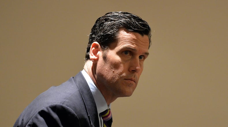 Rick Warren, the Buckhead investor who has bought up some 10 percent of Atlanta’s English Avenue neighborhood, appears with his defense attorney George Lawson before Atlanta Municipal Court Judge Crystal Gaines, Wednesday. Warren faces more than a dozen charges of various violations of Atlanta codes. As a habitual offender, a conviction would mean jail time. In Wednesday’s case, code enforcement officers say he left a burned-out house open, vacant and overgrown. KENT D. JOHNSON /KDJOHNSON@AJC.COM