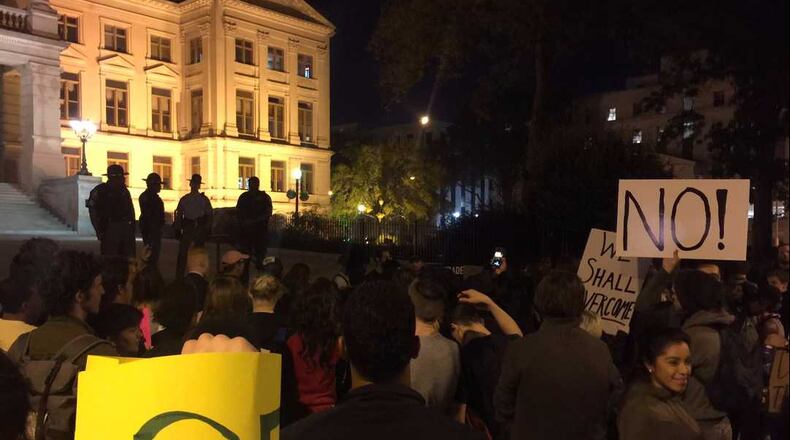 About 150 protesters gathered in downtown Atlanta. (Credit: Channel 2 Action News)