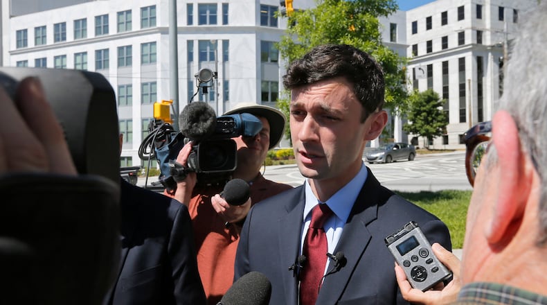 Former Democratic congressional candidate Jon Ossoff during a press conference in Liberty Plaza last year. BOB ANDRES  /BANDRES@AJC.COM