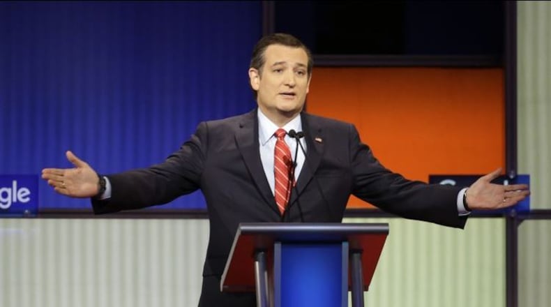"Seriously? We couldn't even get a hologram of Trump on the stage?" Ted Cruz didn't look quite as good without The Donald to serve as his foil. (AP Photo / Chris Carlson)