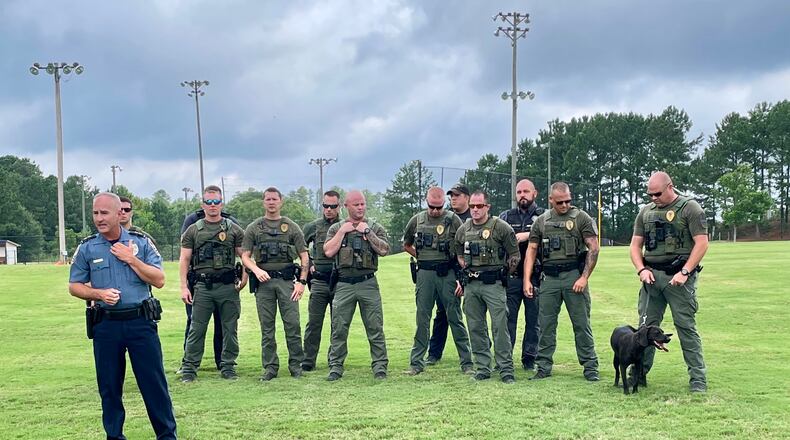The Gwinnett Police Department's Special Operations Section K-9 Unit, with the help of other Gwinnett city police departments have apprehended close to 80 suspects this year alone. (Karen Huppertz for the AJC)