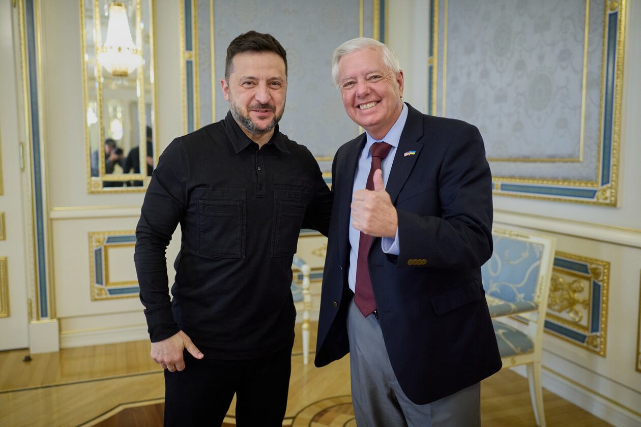 Ukrainian President Volodymyr Zelenskyy (left) and U.S. Sen. Lindsey Graham, R-S.C. meet in Kyiv, Ukraine, on Friday, July 10, 2026. (Ukrainian Presidential Press Office via AP)