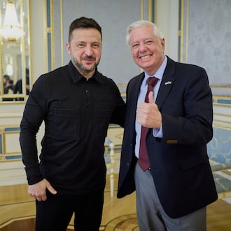 Ukrainian President Volodymyr Zelenskyy (left) and U.S. Sen. Lindsey Graham, R-S.C. meet in Kyiv, Ukraine, Friday, July 10, 2026. (Ukrainian Presidential Press Office via AP)