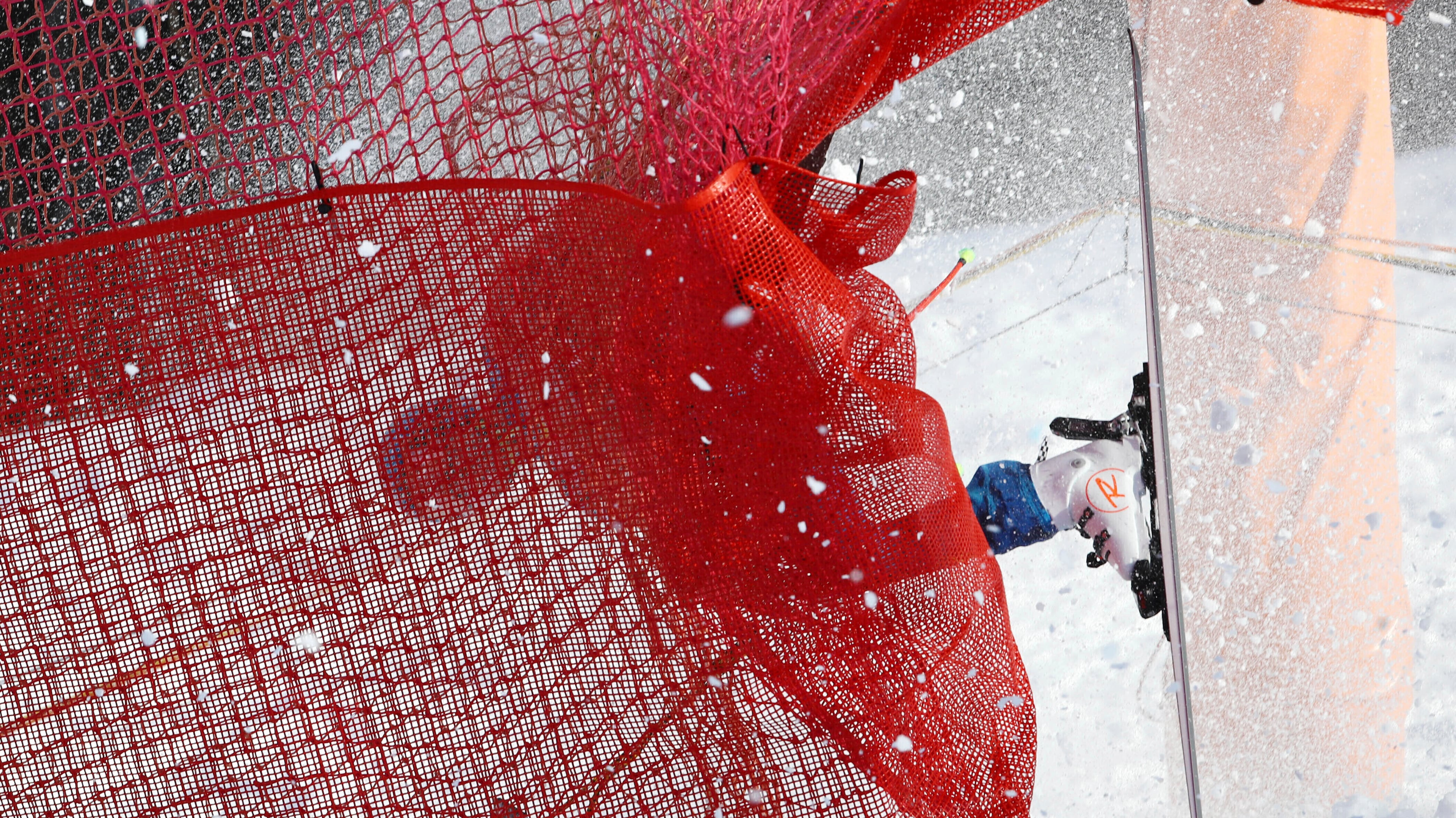 FILE - United States' Ryan Cochran Siegle crashes onto the safety net during an alpine ski, men's World Cup downhill in Kitzbühel, Austria, Friday, Jan. 22, 2021. (AP Photo/Marco Trovati, File)