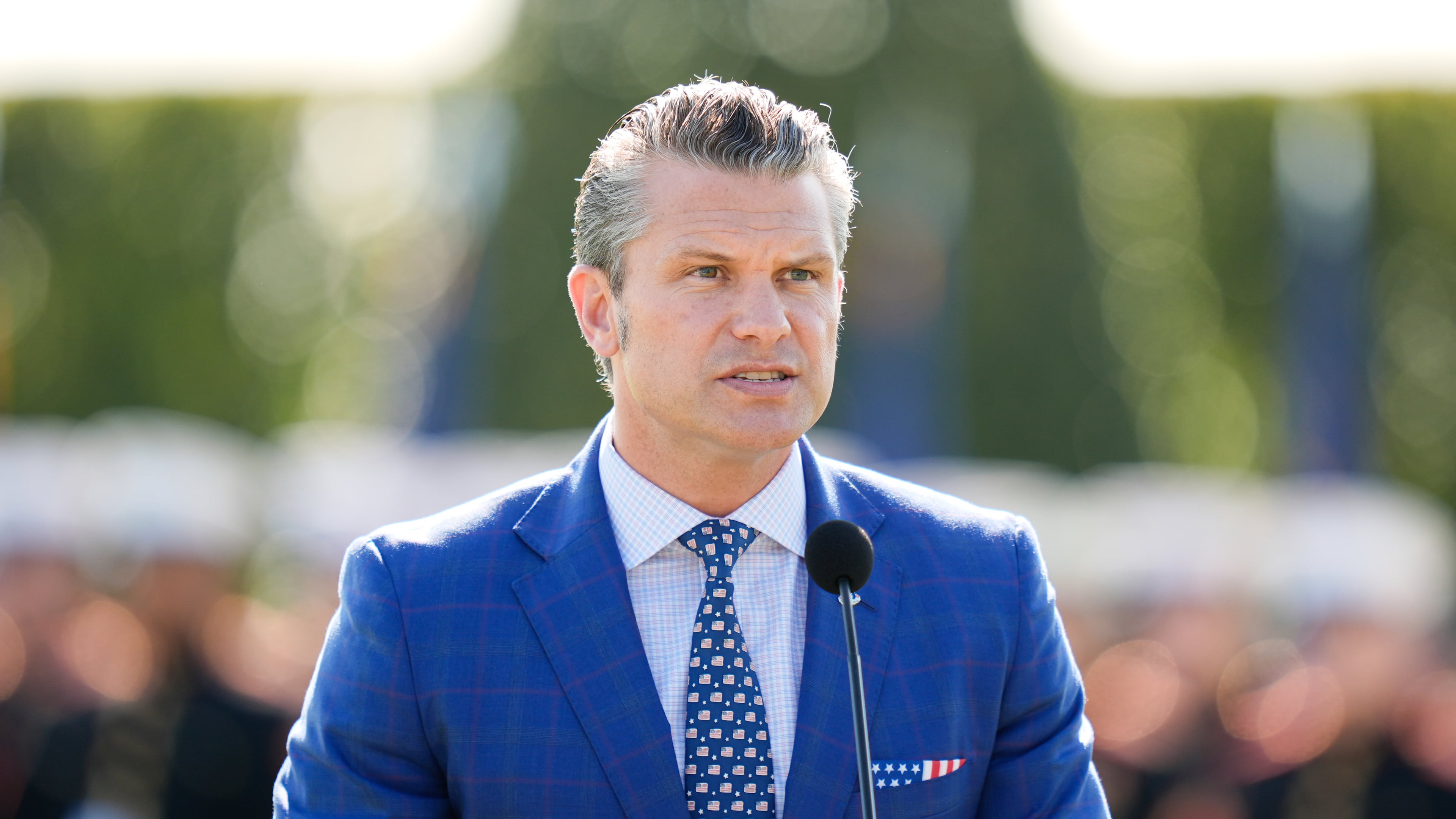 Defense Secretary Pete Hegseth speaks during the POW/MIA National Recognition Day Ceremony at the Pentagon, Friday, Sept. 19, 2025, in Washington. (AP Photo/Julia Demaree Nikhinson)
