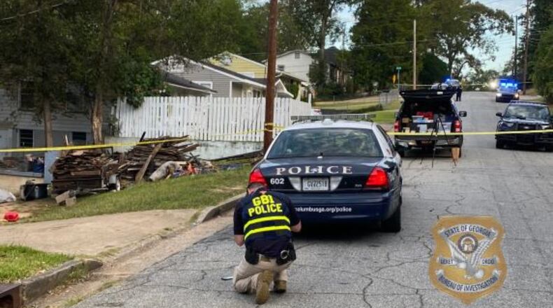 A man was shot by officers in Columbus after he pointed a compound bow at them, the GBI said.