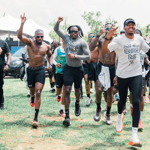In 2025, while touring with his album "The Last Wun," Gunna (center, wearing glasses and gray shirt) began his Wunna Run Club in various cities across the globe. (Courtesy of Desmond Kye)