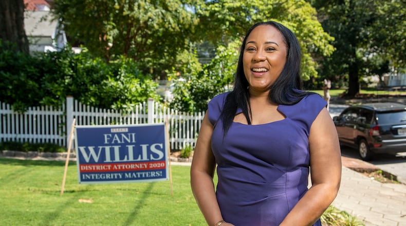 Fulton County District Attorney Fani Willis on Wednesay announced a broad investigation into former President Donald Trump on allegations he tried to illegally influence the outcome of November's election in Georgia. ALYSSA POINTER / ALYSSA.POINTER@AJC.COM