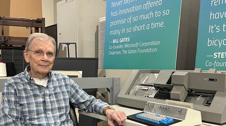 Retired IBMer turned adjunct professor at Virginia Tech, Loring Bixler led the initial industrial design of the IBM 029 punchcard machine - the same model the Computer Museum of America uses for their monthly punch card machine demonstrations. COURTESY COMPUTER MUSEUM OF AMERICA