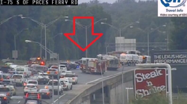 A vehicle wreck has shut down I-75 North, Atlanta Fire Rescue said.
