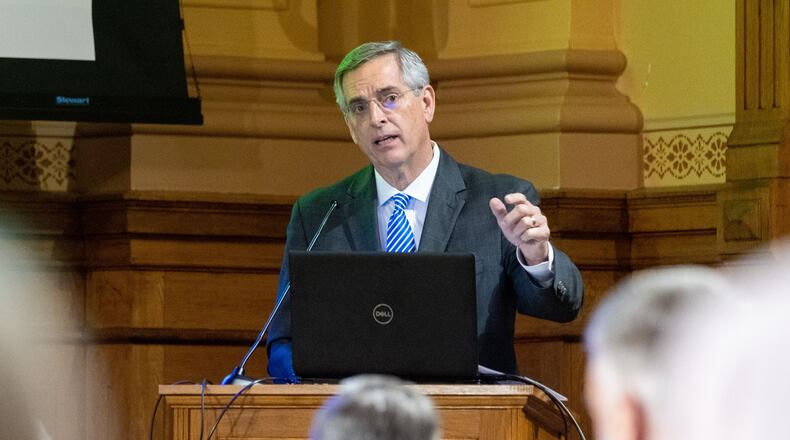 In a court filing Wednesday, attorneys for Secretary of State Brad Raffensperger said the state will not seek a "stay of the rulings" to prevent state lawmakers from redrawing Georgia's political lines beginning later this month. A federal judge found the General Assembly diluted the voting power of Black residents during redistricting in 2021 and ordered lawmakers to draw new maps in a special legislative sessoin that will begin Nov. 29. The state plans to appeal the order. (Arvin Temkar/Atlanta Journal-Constitution/TNS)