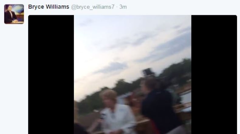 A screenshot from a video posted Wednesday by a Twitter account under the name Bryce Williams, depicting the moments before and during a fatal shooting of reporters captured on live TV.