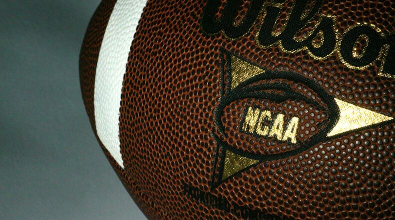 Photograph of a Wilson NCAA logo college football.