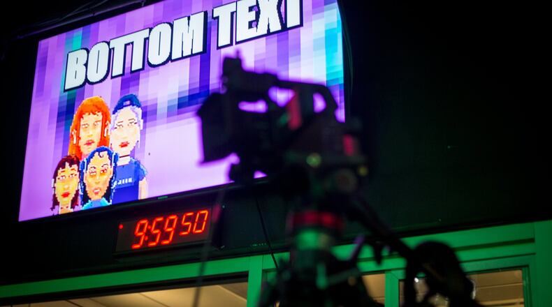 A TV screen and camera are seen on the set of “Bottom Text” moments before going live at Adult Swim Studios in Atlanta on July 10, 2019. “Bottom Text” is a show about memes that streams on Adult Swim at 10 p.m. Wednesdays. CASEY SYKES / FOR THE ATLANTA JOURNAL-CONSTITUTION