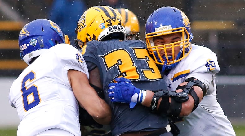 The Kennesaw State Owls are an FCS team that competes in the Big South Conference. Like many programs at smaller schools, the Owls must take a different approach to recruiting than that of Power 5 schools because of limited resources. (Casey Sykes for The Atlanta Journal-Constitution)
