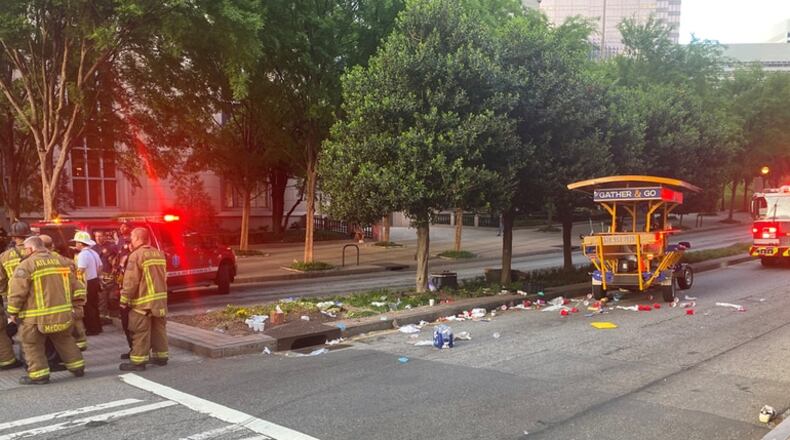 A pedal pub accident reported at 14th Street and West Peachtree in Atlanta. (Photo: Channel 2 Action News)