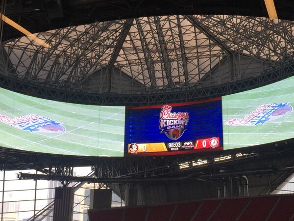 A look at the halo board inside the new Mercedes-Benz Stadium in Atlanta. Alabama defeated Florida State 24-7 in the Chick-fil-A Kickoff Game on September 2, 2017. (photo credit/ Alex Makrides)