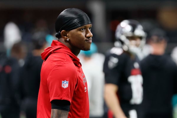 “I’ve been doing great,” Falcons quarterback Michael Penix Jr. told the AJC on Wednesday. “Each and every day, just trying to get better. I feel like my confidence has been building.” (Miguel Martinez/AJC 2025)