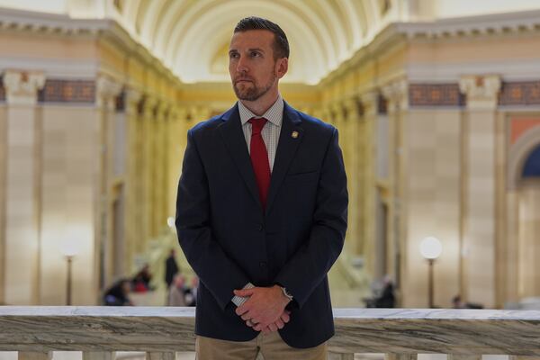 Oklahoma Republican Rep. Jim Shaw, who opposes using sewage sludge as fertilizer, poses for a portrait, Wednesday, Feb. 19, 2025, in Oklahoma City. (AP Photo/Joshua A. Bickel)
