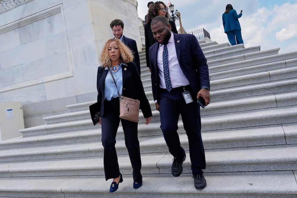 U.S. Rep. Lucy McBath (left), D-Marietta, is pictured outside the U.S. Capitol earlier this month.