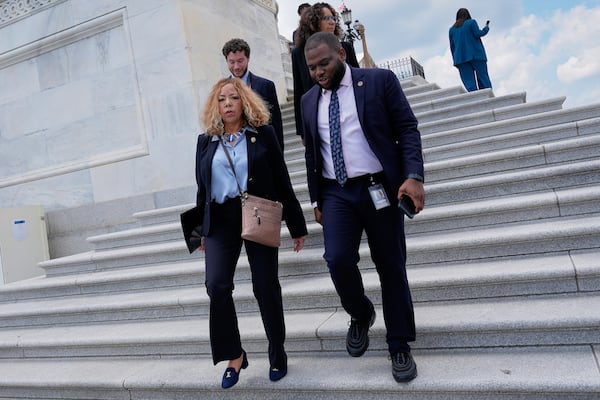 U.S. Rep. Lucy McBath (left), D-Marietta, is pictured outside the U.S. Capitol earlier this month.