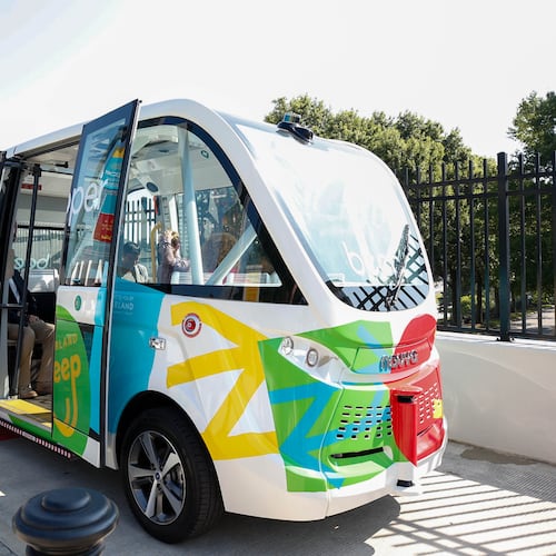 Beeps new autonomous shuttle, the Cumberland Hopper, started rolling earlier this summer. (Katelyn Myrick/katelyn.myrick@ajc.com)