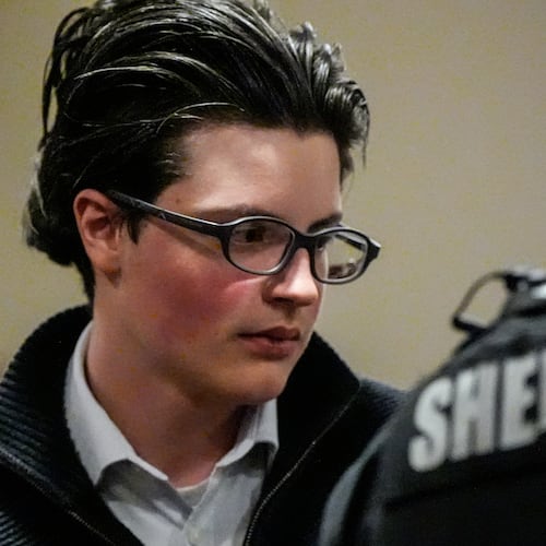 FILE - School shooting suspect Colt Gray exits the Barrow County Courthouse, Dec. 9, 2025, in Winder, Ga. (AP Photo/Mike Stewart, Pool, file)