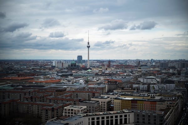 FILE - A view of the Berlin TV Tower, in the center of Berlin, March 24, 2023. (AP Photo/Markus Schreiber, File)
