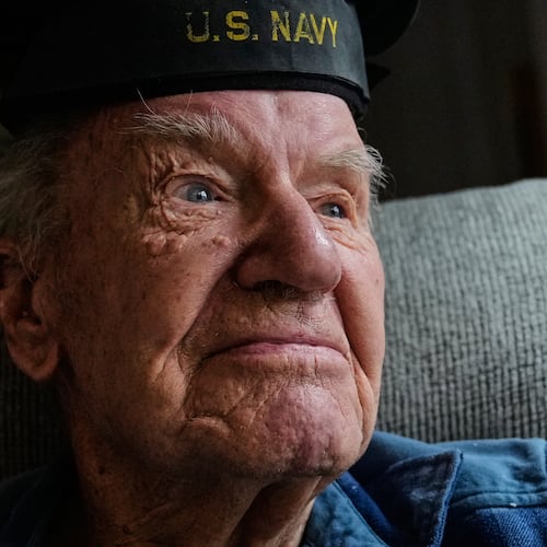 Freeman K. Johnson, a 106-year-old Pearl Harbor survivor, listens to a question during an interview at his home, May 6, 2026, in Centerville, Mass. (AP Photo/Charles Krupa)