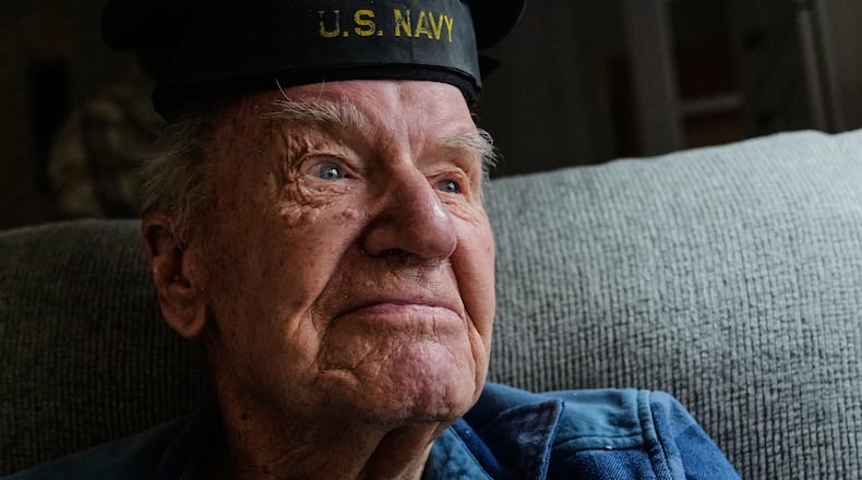Freeman K. Johnson, a 106-year-old Pearl Harbor survivor, listens to a question during an interview at his home, May 6, 2026, in Centerville, Mass. (AP Photo/Charles Krupa)