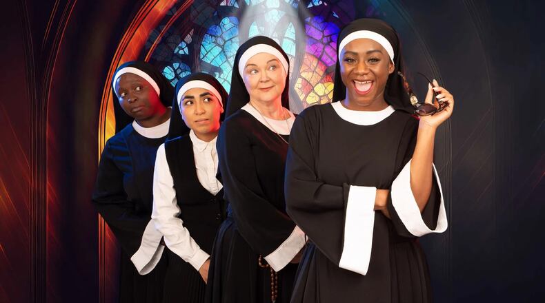 BriAnne Knights (from left), Isa Martinez, Shelly McCook and Jasmine Renee Ellis in "Sister Act" at Lawrenceville's Aurora Theatre.