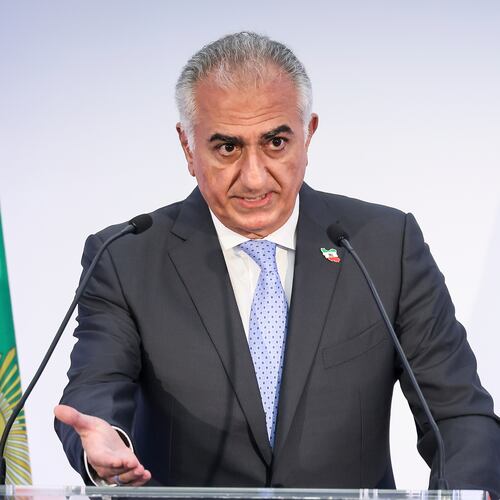 FILE - Reza Pahlavi, the son of Iran's toppled Shah Mohammad Reza Pahlavi, speaks during a news conference, June 23, 2025 in Paris. (AP Photo/Thomas Padilla, File)