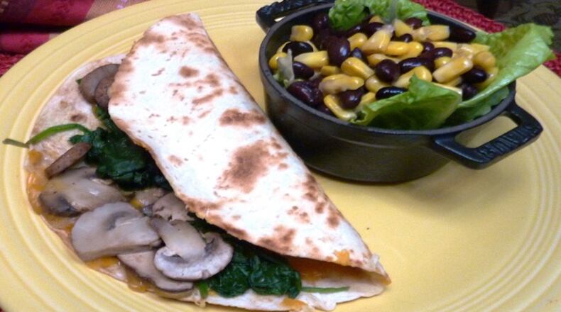 Mushroom and Spinach Quesadilla. (Linda Gassenheimer/TNS)