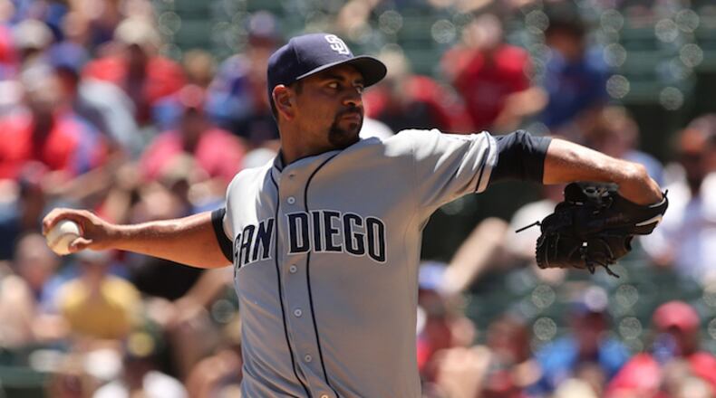 San Diego Padres starting pitcher Tyson Ross works against the Texas Rangers on July 12, 2015, at Globe Life Park in Arlington, Texas. (Richard W. Rodriguez/Fort Worth Star-Telegram/TNS)