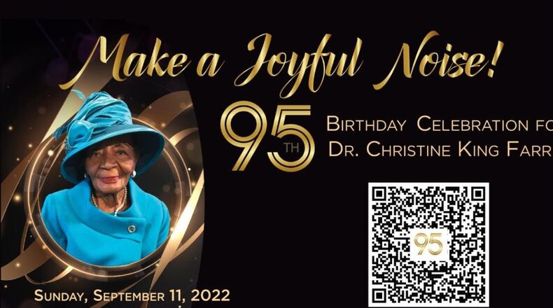 A 95th birthday celebration fundraiser is being planned for Dr. Christine King Farris on Sept. 11 in Atlanta. (Courtesy of Christine King Farris Legacy Foundation Inc.)