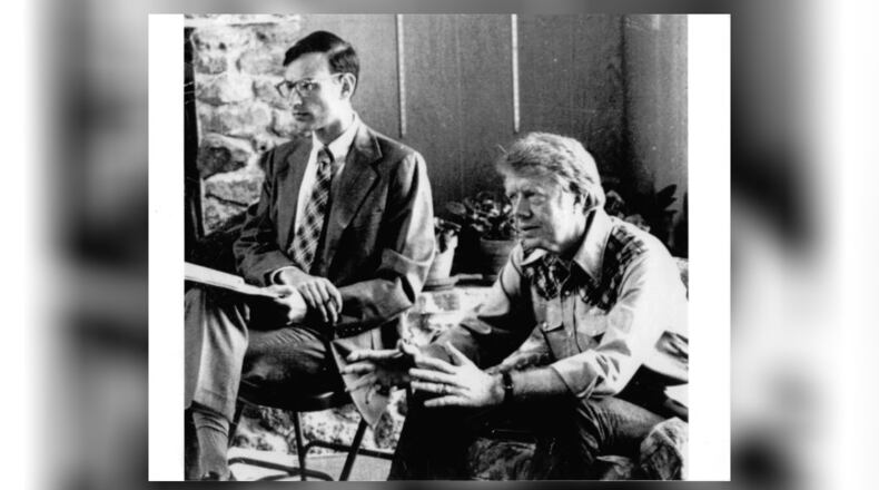 Stuart Eizenstat and Jimmy Carter at the Carter home in Plains, Georgia in 1976.