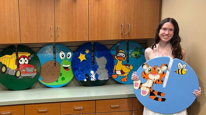 Sarah Gruber donated 17 handmade IV lily pads to the Spence and Becky Wilson Baptist Children's Hospital in Memphis, Tennessee. The skateboard-like devices attach to IV poles, allowing pediatric patients to sit and move around a hospital more efficiently while still connected to their IVs. “It’s important that I inspire and teach others so they can carry on this project long after I have finished,” she said. (Courtesy of Baptist Memorial Health Care)