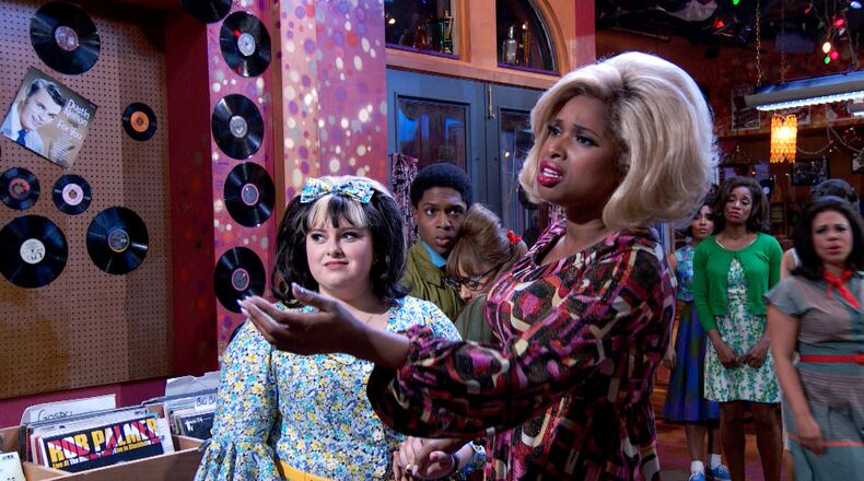 HAIRSPRAY LIVE! -- Pictured: (l-r) Maddie Baillio as Tracy Turnblad, Ephraim Sykes as Seaweed J. Stubbs, Ariana Grande as Penny Pingleton, Jennifer Hudson as Motormouth Maybelle -- (Photo by: NBC)