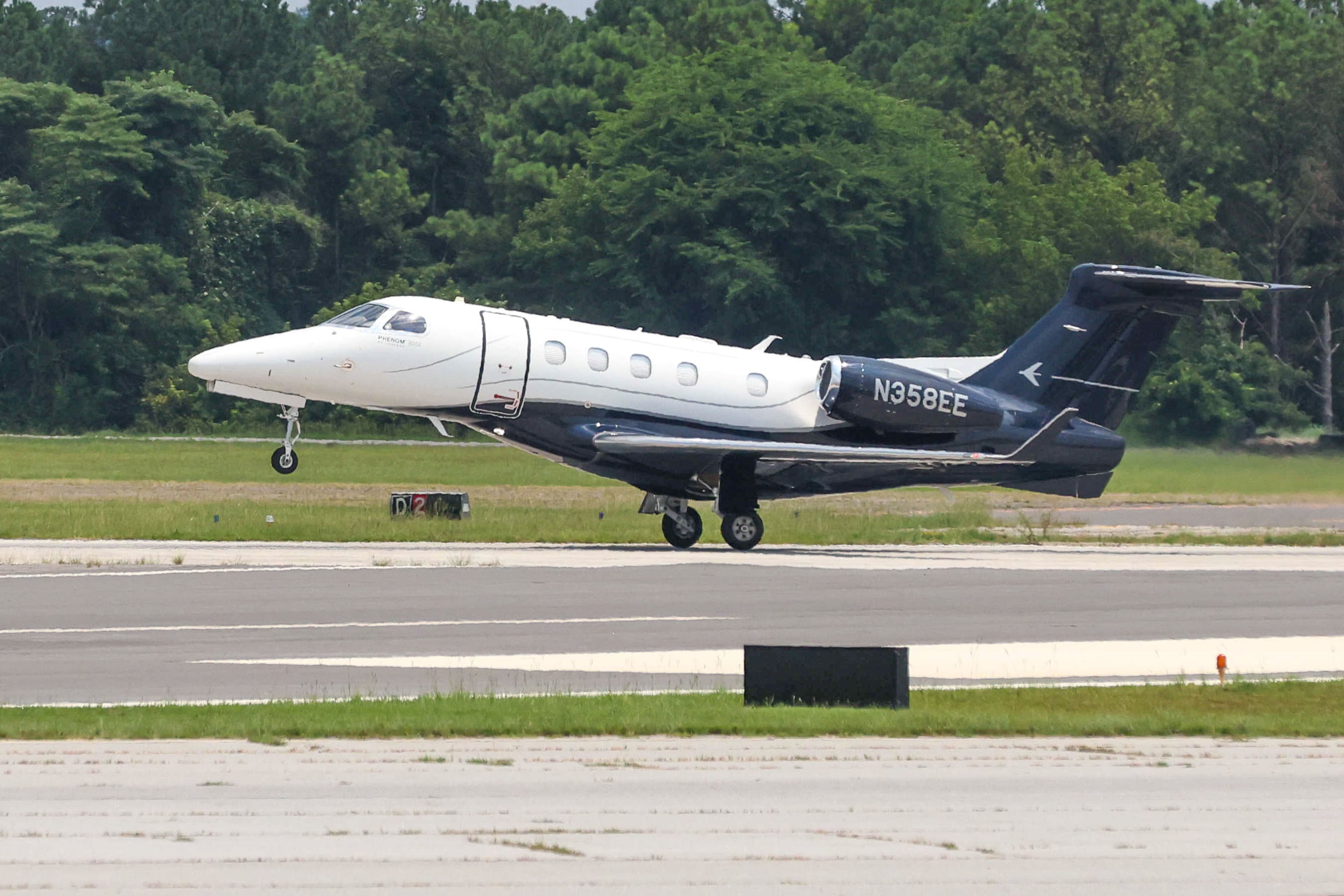 An airplane takes off at DeKalb-Peachtree Airport on Sunday, July 14, 2024. (Miguel Martinez/AJC)