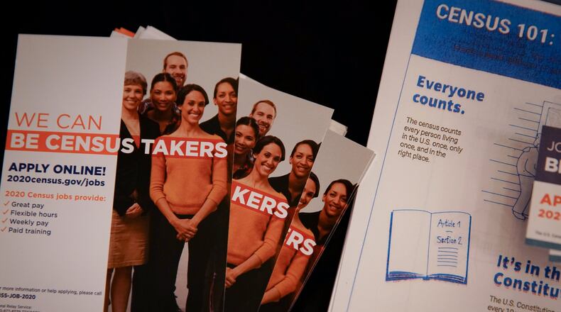 Census 2020 literature is seen at a pep rally-style event and meeting about the 2020 Census in Clarkston. (Elijah Nouvelage for The Atlanta Journal-Constitution)