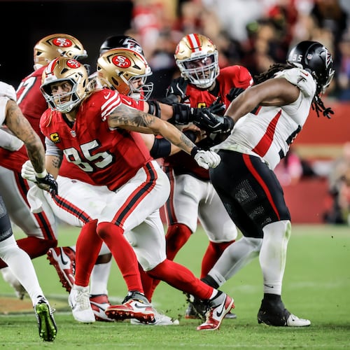 The 49ers piled up 174 yards on the ground last Sunday, and the Dolphins will no doubt try to exploit the run defense of Falcons yet again this week. (Carlos Avila Gonzalez/San Francisco Chronicle via AP)