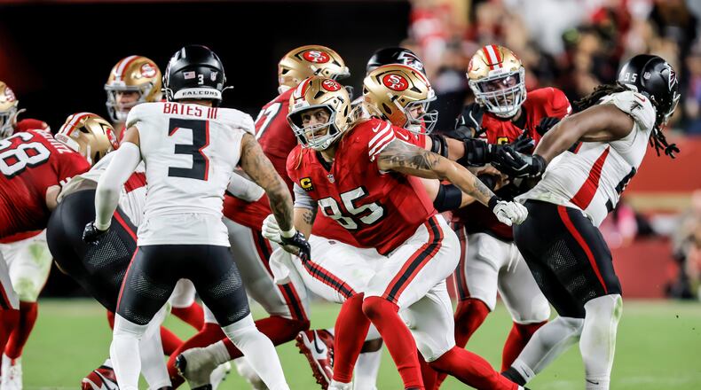 The 49ers piled up 174 yards on the ground last Sunday, and the Dolphins will no doubt try to exploit the run defense of Falcons yet again this week. (Carlos Avila Gonzalez/San Francisco Chronicle via AP)